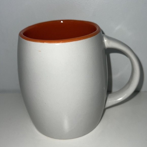 Dunkin Donuts Coffee Mug Tea Cup Engraved Logo 14 Oz 2012 Orange White Ceramic - Picture 3 of 4